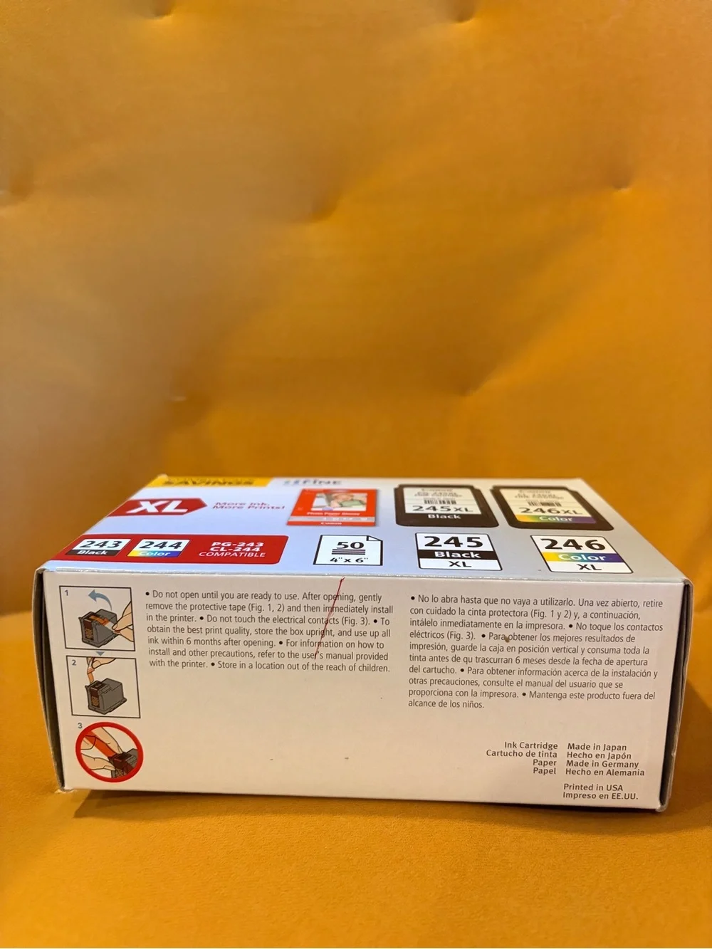 NEW Canon 245 and 246 XL Black & Color Ink Combo Pack w/ photo paper